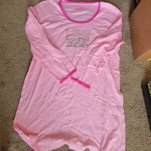 Victoria's Secret Pink & Hot Pink Long Sleeve Night Dress